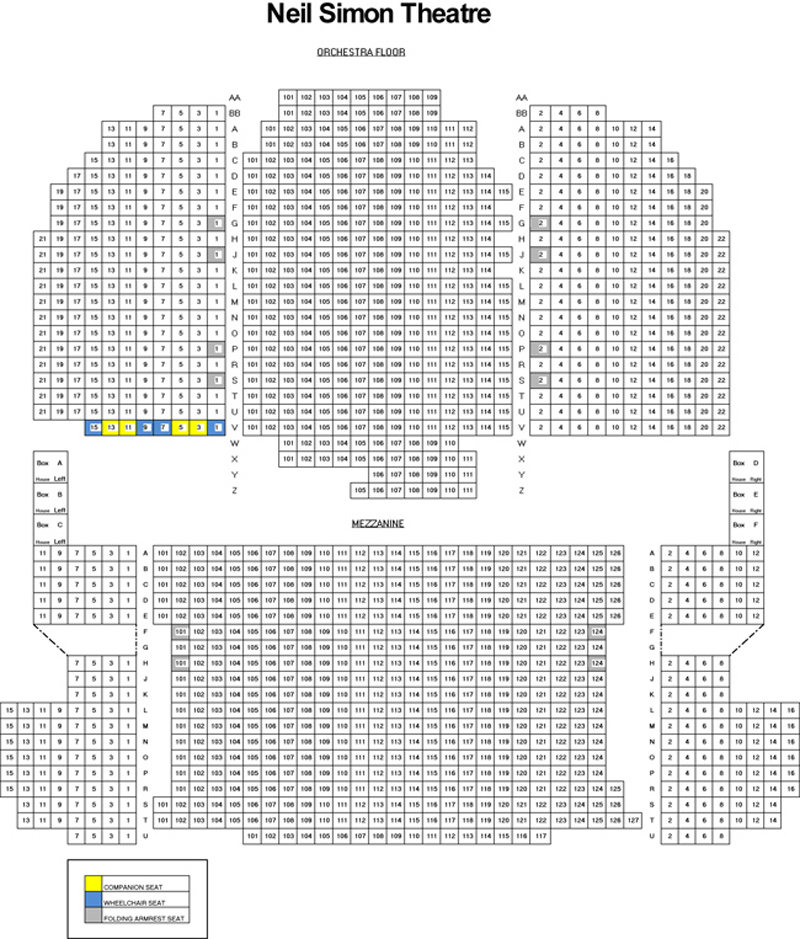 Seating Chart For Neil Simon Theater In Nyc